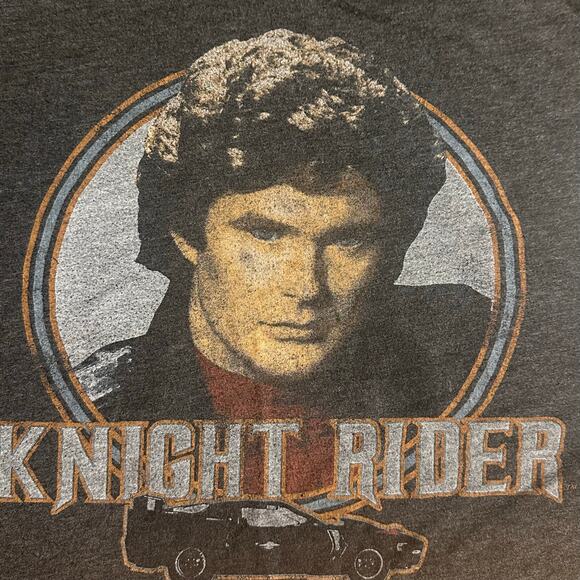 Knight Rider David Hasselhoff 80s TV High Low Black T-Shirt - Picture 1 of 6